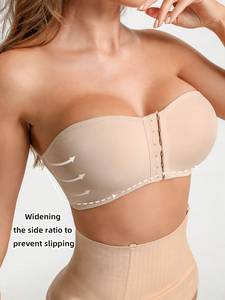 <span class=keywords><strong>Reggiseno</strong></span> <span class=keywords><strong>senza</strong></span> <span class=keywords><strong>spalline</strong></span> da donna, top a tubino invisibile <span class=keywords><strong>senza</strong></span> cuciture, <span class=keywords><strong>reggiseno</strong></span> push-up monopezzo con bottoni frontali, imbottitura, <span class=keywords><strong>schiena</strong></span> decorata, traspirante - Product Image 3