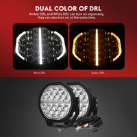 Phare LED rond de 9 pouces avec feux de jour ambre, faisceau spot, lumière auxiliaire tout-terrain, 4x4, SUV, camion, ATV, UTV, lumière de travail LED