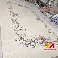 Carrelage de sol en marbre à motif incrusté par jet d'eau de l'usine de marbre de Yunfu pour villas, palais et maisons