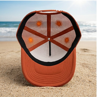 Casquette de camionneur d'été pour la plage, broderie personnalisée couronne de lauriers, casquette en mousse blanche couleur rouille pour les vacances en plein air