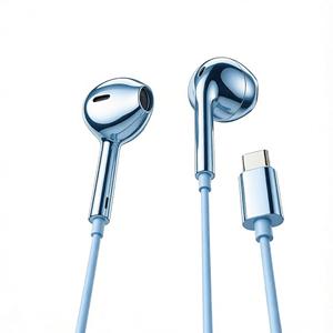 Metal Headphones Chrome Gold Wired Earbuds Chrome Silver Wired Earbuds Chrome Pink <b>Type</b> <b>C</b> <b>Earphones</b> Coloured Wired <b>Earphones</b> - Product Image 2