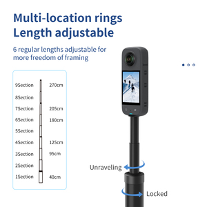 Nuevo Palo Selfie Telesin Ultra Largo de Fibra de Carbono 2.7m/106" Monopié Extensible para Insta360 X3/2 <span class=keywords><strong>Go</strong></span> <span class=keywords><strong>Pro</strong></span> para Cámara de Acción - Product Image 5