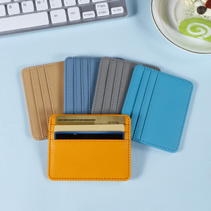Slanke PU Lederen Creditcardhouder Effen Kleuren Kunstleren Kaarthouder Portemonnee Heren Dames 4 Vakken Zak Portemonnee Aangepast Logo - Product Image 2