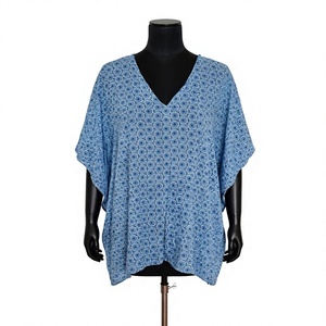 Vestido Maxi Kaftan Africano Estampado Azul, 100% Algodón Tejido, Transpirable, Holgado, Sin Mangas, Cuello en V, Estilo Dashiki, Ropa de Playa para Mujer - Product Image 1