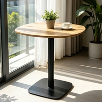 Table de bistrot moderne de style farmhouse, table ronde de comptoir avec pieds en métal noir robustes, design chic industriel pour bar à domicile, salon