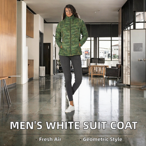 Chaqueta Bomber Casual para Hombre, Otoño, Tres Botones, Blanca, Elegante, Cuello Redondo, Transpirable, Patrón Geométrico, Juvenil - Product Image 2