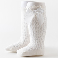 Chaussettes Bébé Personnalisées en Gros, 9 Couleurs, Nouvelles Chaussettes d'Été INS pour Bébé, Chaussettes Espagnoles à Grand Nœud en Maille, Chaussettes Bébé Montantes Amples