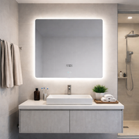 Miroir de salle de bain intelligent à LED avec fonction anti-buée, capteur tactile, lumière réglable, rétroéclairage et affichage de l'heure
