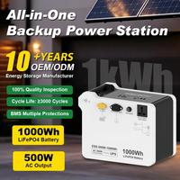Système de stockage d'énergie solaire tout-en-un 500W 1KWh avec batterie LiFePO4 intégrée 48V hors réseau, monté au sol, IP41, onde sinusoïdale pure, port RV