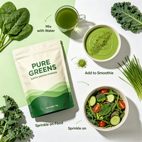 Poudre de Super Greens Personnalisée à Marque Privée HKY Supply, Mélange de Légumes Verts en Vrac, Disponible en Sachet Doypack de 1 kg
