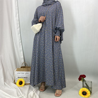 Abaya Premium à Imprimé Floral avec Hijab Assorti, Poches Zippées, Robe Modeste pour Femmes Musulmanes, Vente en Gros Islamique, Abaya Quotidienne de Dubaï