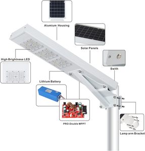 Outdoor IP65 Waterproof Aluminum 50W 100W 150W 50 100 150 Watt Integrated All in One <b>Led</b> Solar Street <b>Lights</b> - Product Image 5