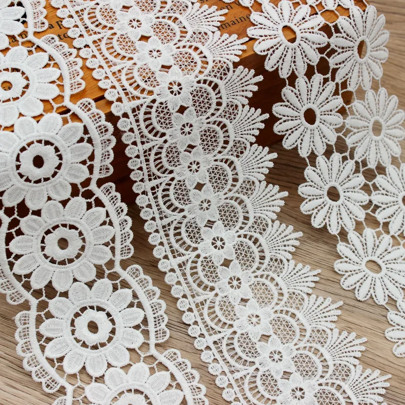 Zeal Alta Qualidade Branco Leite Bordado de seda costura renda personalizada 2-8cm guarnição de renda de noiva para decorações