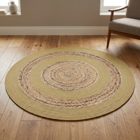 Bestpreis Star Hometex Rechteckiger Jute-Baumwoll-Geflochtener Teppich Moderner Stil Natürliche Farbe Rutschfest Mittellanger Flor Waschbar für Schlafzimmer