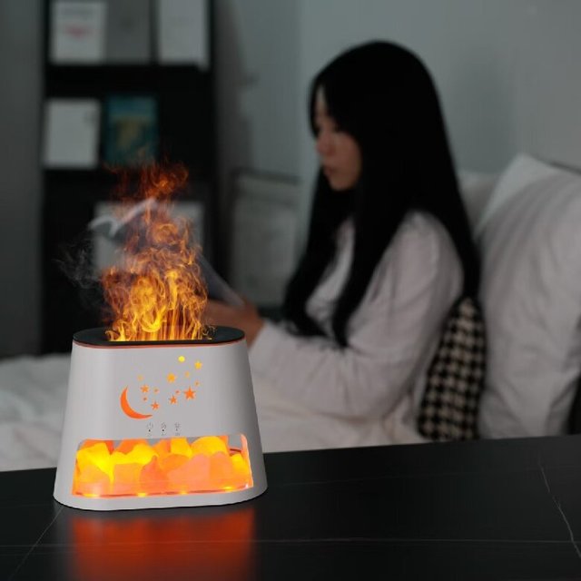 150ML Electric Essential Oil Diffuser with Flame Feature Eco-Friendly Himalayan Salt Lamp for Home Bedroom Office Use