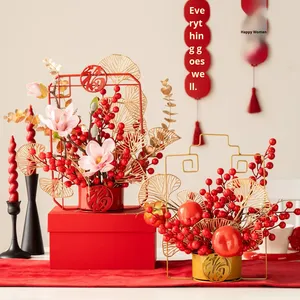 Fleur artificielle Phalaenopsis en fer forgé <span class=keywords><strong>pour</strong></span> le Nouvel An chinois 2026, pot de fleurs décoratif <span class=keywords><strong>pour</strong></span> le printemps, motif lapin, <span class=keywords><strong>pour</strong></span> <span class=keywords><strong>intérieur</strong></span>, avec inscription de bénédiction - Product Image 3