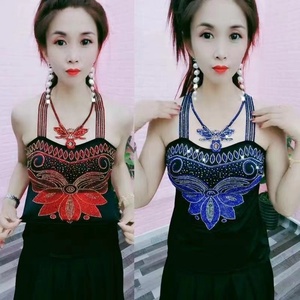 Top da Donna Lungo con Strass a Forma di Farfalla, Paillettes Lucide, Slim Fit, con Spalline, per Discoteca, Festa, Elegante <span class=keywords><strong>Canotta</strong></span> Imbottita - Product Image 6