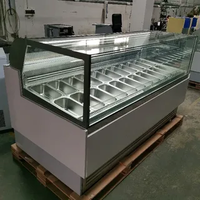 Vitrine Réfrigérée Commerciale Grande Capacité pour Crèmes Glacées et Gelatos, Refroidissement par Ventilation, 2 Portes Coulissantes en Verre Trempé, Équipement de Réfrigération