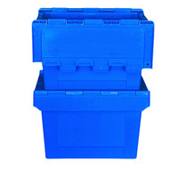 Boîtes de rangement en plastique pliables et recyclables de 400*300*260 mm avec couvercle à charnières, empilables et emboîtables