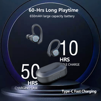 Earbud nirkabel TWS antiair IPX7, headphone Bluetooth untuk olahraga, Bass dalam, kontrol sentuh, indikator baterai LED