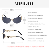 Lunettes de soleil Partagas Fashion Fancy Designer avec logo personnalisé, monture sans bordure, verres courbes taillés en diamant, protection UV400, pour femmes