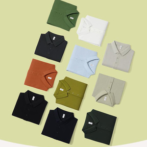 Men's Cotton Polo Shirt Solid Color Short Sleeve Summer Business Workwear Anti Shrink Poplin Fabric - Product Image 1