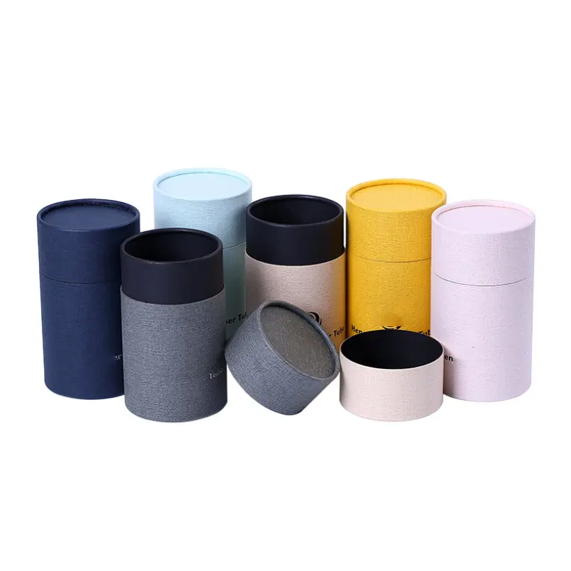 Recyclable white cardboard packaging tube custom cosmetic rigid round paper box tube