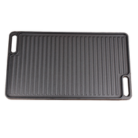 Plaque de cuisson rectangulaire réversible en fonte double face, surface striée durable, pour barbecue et camping