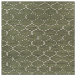 Tapis rectangulaire traditionnel à motif géométrique vert, écologique, tufté à la main, en mélange laine/coton, tissage plat, antidérapant, en coton - Product Image 1