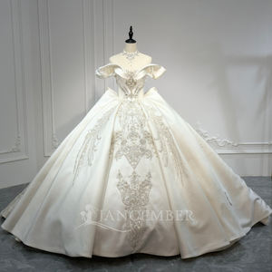 Vestido de Novia de Satén de Lujo Jancember XS241, Vestido de Novia con Hombros Descubiertos, Vestido de <span class=keywords><strong>Matrimonio</strong></span> - Product Image 1