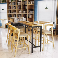 Ensemble de mobilier de restaurant moderne en bois massif pour café et restaurant, tabourets de bar et table haute