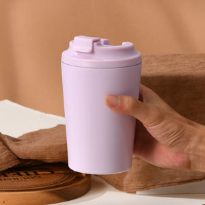 Оптовая Продажа, оптовая продажа, индивидуальная Двойная стенка для горячего и холодного путешествия, 12 унций, чашка для кофе из нержавеющей стали, кружка с цветной крышкой - Product Image 5