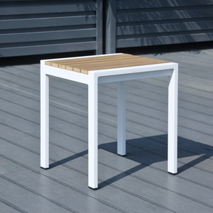 Mesa Auxiliar de Aluminio para Exteriores con Superficie de Madera Plástica, Mesa de Centro para Patio, Mesa de Bistro para Jardín, <span class=keywords><strong>Muebles</strong></span> de Exterior para Hotel, Venta al por Mayor - Product Image 1