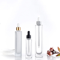 Emballage cosmétique, flacons en verre transparents carrés avec pipette plate, 30 ml, 50 ml, 100 ml, flacon compte-gouttes rectangulaire en verre pour huile essentielle