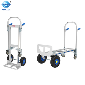 Truk tangan aluminium industri 2-in-1Heavy Duty 200kg/250kg kapasitas gudang troli empat roda OEM dapat disesuaikan untuk penyimpanan - Product Image 5