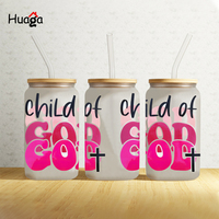 Nouvelles tasses de Noël Huaga de 16 oz avec autocollants UV, lavables, imperméables, en PET, pour impression par transfert thermique