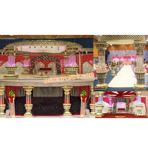 มณฑปแต่งงานคริสตัลลายดอกบัวแบบอินเดียใต้ & เวทีแต่งงานคริสตัลรุ่นล่าสุด มณฑปแต่งงานคริสตัลสุดพิเศษ มณฑปแต่งงานคริสตัลตกแต่งสุดหรู สหรัฐอเมริกา - Product Image 1