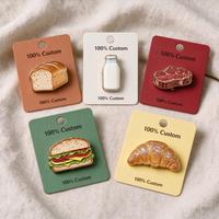 Badge de revers personnalisé en émail OEM ODM, design alimentaire scintillant (pain, lait, steak, sandwich), cadeau de collection personnalisé