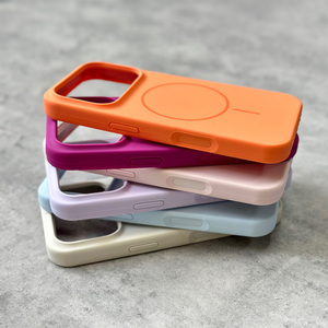 เคสโทรศัพท์ซิลิโคนแม่เหล็กสีพื้นทันสมัย ป้องกันการกระแทก สำหรับ iPhone 11 12 13 14 15 16 17 Pro Max - Product Image 3