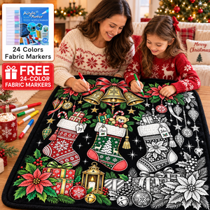 Custom Christmas DIY Coloring <b>Throw</b> Blanket Rectangular Plush Home Decor Winter Family Activity Kids Gift OEM/ODM - Product Image 1