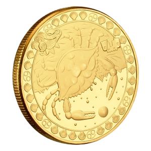 Monedas de recuerdo del zodiaco chapado en oro <span class=keywords><strong>Cancer</strong></span> Tarot Wish Lucky Sun God moneda coleccionable decoración del hogar - Product Image 5