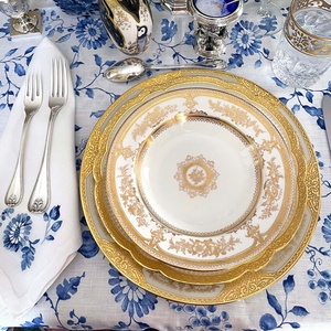 Pure Linen Woven Printed Europe Style <b>Square</b> <b>Tablecloth</b> for Wedding French Natural Flax Custom Size Dining Table Custom Logo - Product Image 3