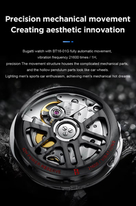 Montre pour homme BG8601-A, montre mécanique automatique squelette allemande, boîtier en acier inoxydable tendance, bracelet en caoutchouc - Product Image 4