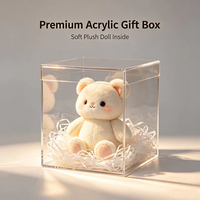 Boîte de rangement pour bijoux en acrylique carrée durable, transparente, avec ruban, boîte cadeau, étui de rangement pour cosmétiques