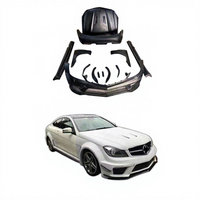 Kit de carrosserie large FRP pour Mercedes Benz classe C W204 C63 C200 C300 série noire Style pare-chocs avant jupes latérales capot garde-boue barre arrière