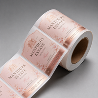Étiquette transparente polyvalente en rouleau, imperméable, pour bouteille de vin rosé, vente en gros par le fabricant Jinyu