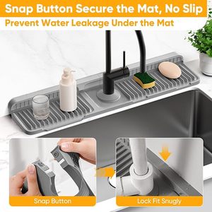 Tapete plegable para grifo de cocina, protector contra salpicaduras con 7 inclinaciones, autodrenante rápido [Tapete protector contra salpicaduras con cierre a presión para grifo de cocina] - Product Image 5