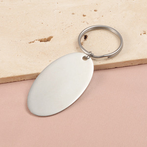 Thép không gỉ hình bầu dục Keychain trống số tấm tự làm khắc treo tag sáng tạo nước thả 65*35 mét bán buôn - Product Image 6