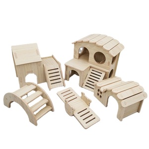 En gros, Maisonnette pour hamster en bois, Nid de repos, Balançoire, Balançoire à bascule, Villa à deux étages, Style moderne Teddy Bear, Pour usage intérieur, Jouet d'aménagement paysager - Product Image 1