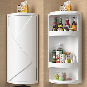 Étagère d'angle murale à 3 niveaux, rotative, anti-poussière, installation sans perçage, pour cuisine et salle de bain - Product Image 2